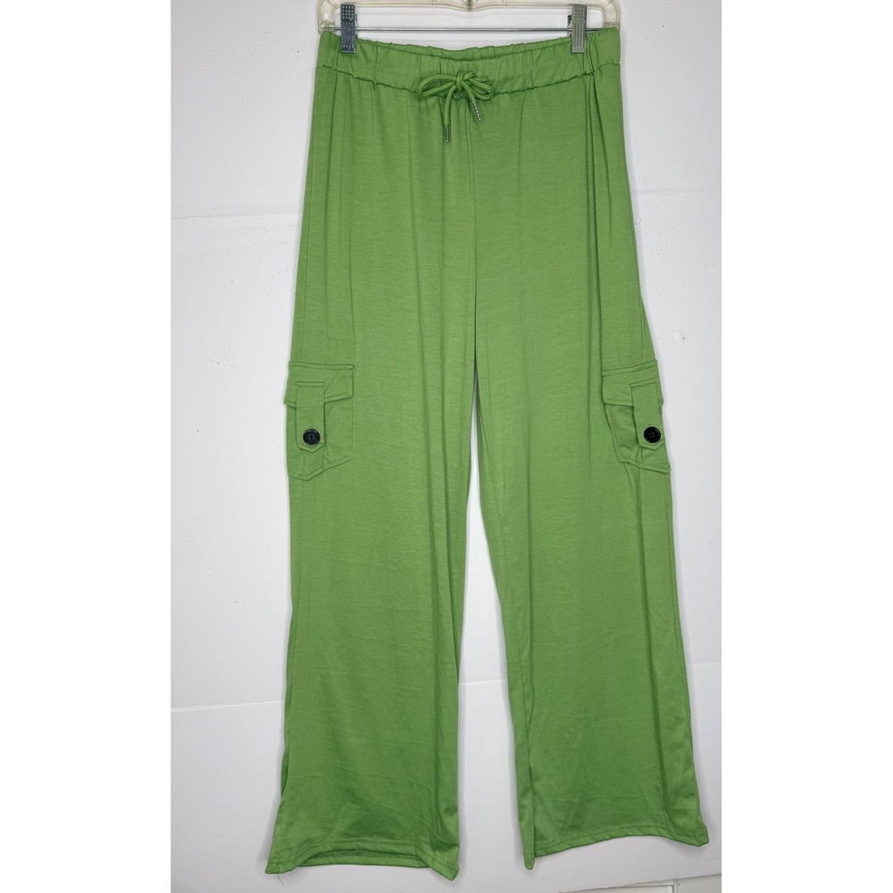 Cargo Lounge Knit Pants Neon Wide Leg Drawstring Utility Gorpcore Workout Y2K L